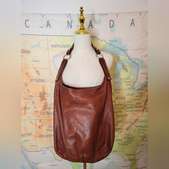 None Handbags - Vintage Brown Leather Shoulder Bag Purse Satchel
